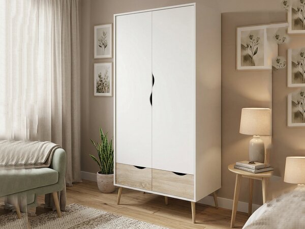 Guardaroba 2 ante bianco e quercia 98x200h cm - Archilllo