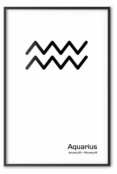 Poster: Acquario - composizione bianco e nero con segno zodiacale