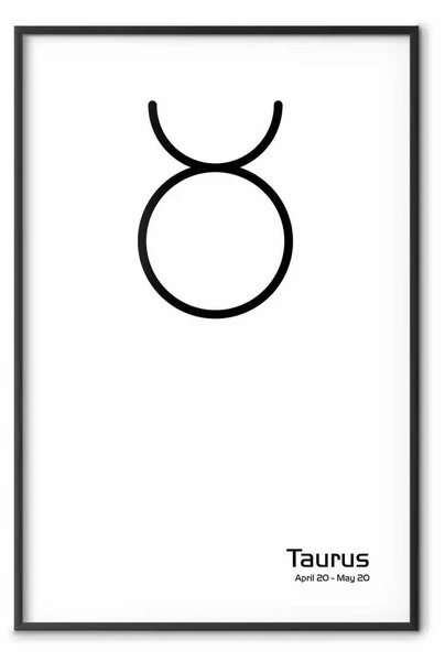 Poster: Toro - composizione minimalista con data e segno
