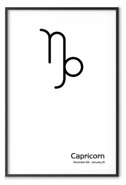 Poster: Capricorno - composizione bianco e nero con segno zodiacale
