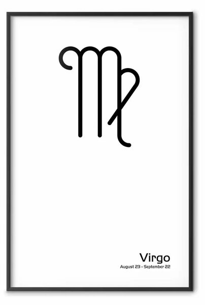 Poster: Vergine - composizione bianco e nero con segno zodiacale