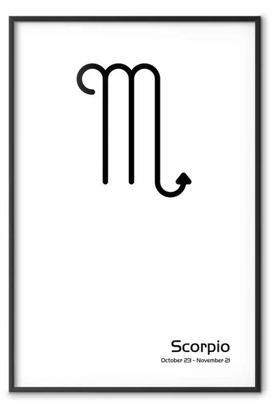Poster: Scorpione: composizione zodiacale bianco-nero
