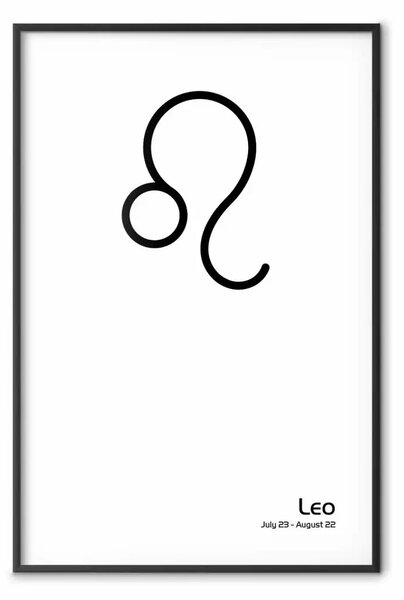 Poster: Leone: composizione minimalista con data e segno