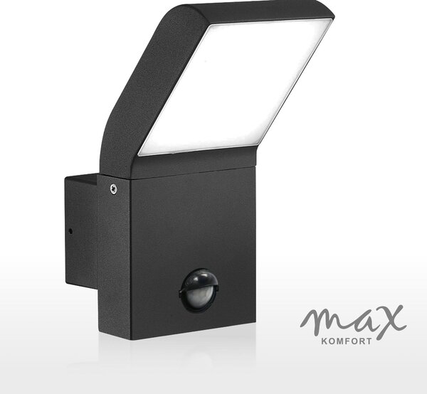 Applique da esterno a LED con rilevatore di movimento: Nero, alluminio, 1504A1-BK
