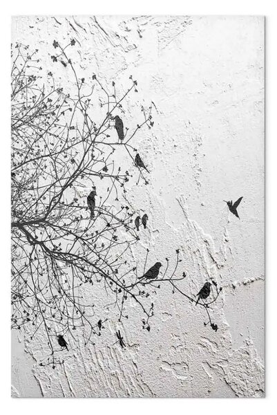 Quadro su tela Uccelli su un albero verticale