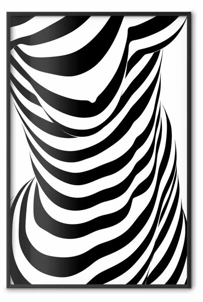 Poster: Zebra donna - astrazione silhouette femminile a strisce