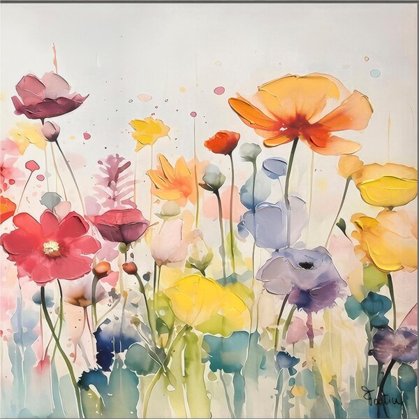 Quadro da parete, quadro con cornice GIOIA FLOREALE 150x70x1,6 cm Orizzontale pannello in legno disegnato su tela a mano