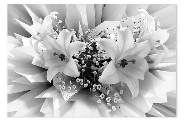 Quadro Bouquet astratto di gigli - tonalità in bianconero dei fiori