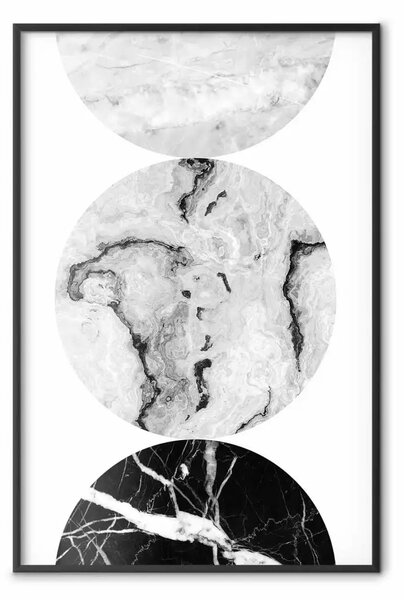 Poster: Cerchi di marmo - figure geometriche in bianco e nero