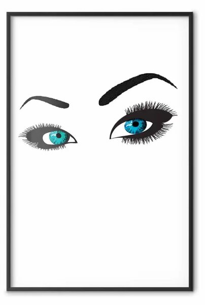 Poster: Occhi bicolori: occhi donna su sfondo bianco