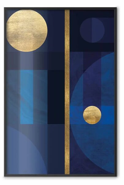 Poster: Indaco: astrazione geometrica moderna con cerchi blu e dorati