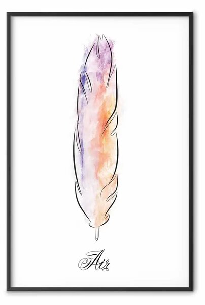 Poster: Piuma colorata - piuma su sfondo bianco