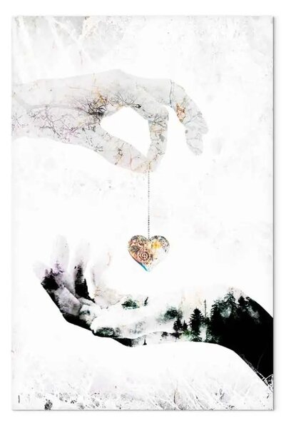 Quadro su tela Regalo d'amore - cuore in mano come sfondo romantico