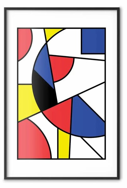Poster: Abstraction De Stijl: una composizione colorata di forme geometriche
