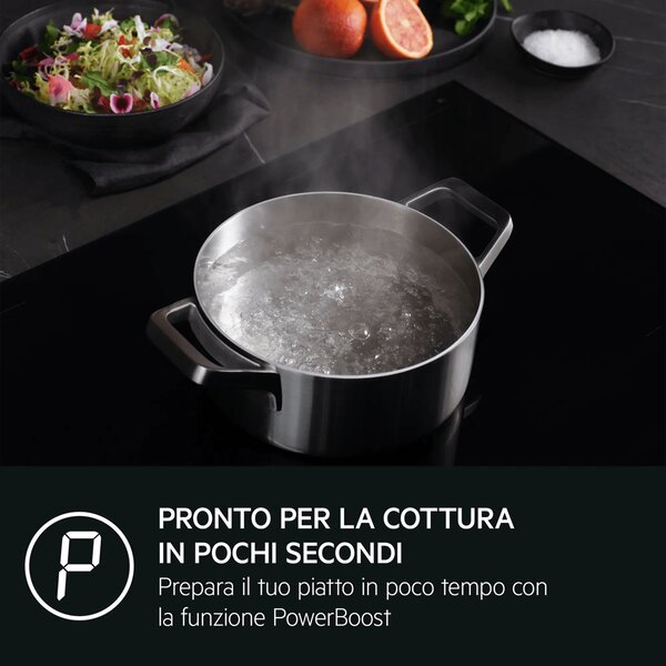 Aeg Piano Cottura Induzione 5 Fuochi Larghezza 78 cm in Vetroceramica colore Nero - NIK85M30FB Serie 8000 Sense Boil+Fry