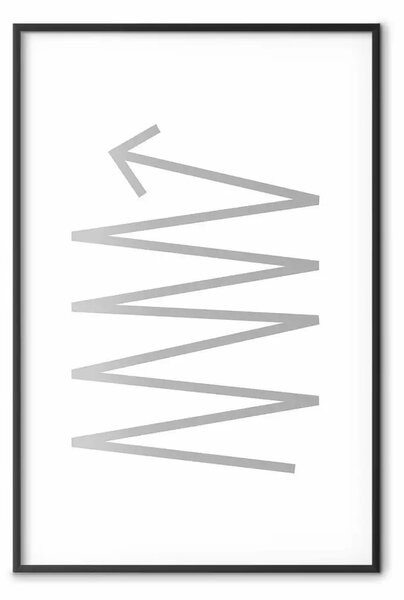 Poster: Zigzag: astrazione minimalista in bianco e nero con motivo a freccia