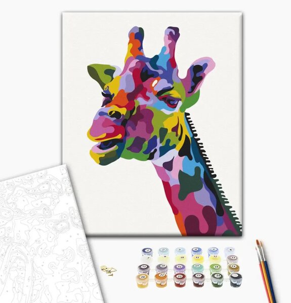 Quadro da dipingere con i numeri Giraffa colorata