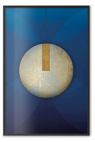 Poster: Astrazione indaco: geometrica blu navy, cerchio dorato