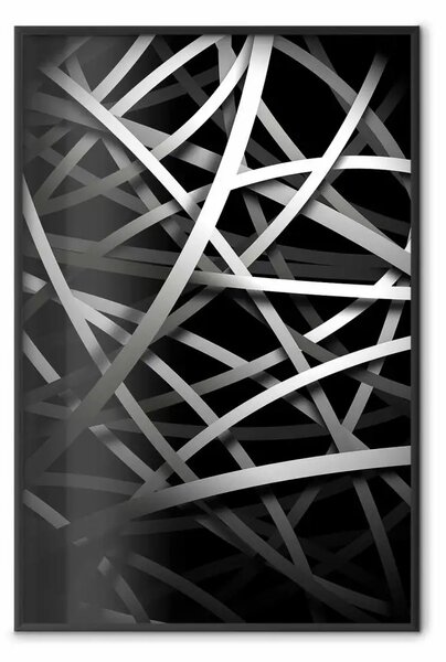 Poster: Online: astrazione industriale in bianco e nero con fitte viti