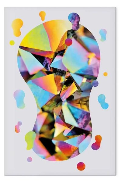Quadro moderno Astrazione arcobaleno - forma colorata con geometria insolita