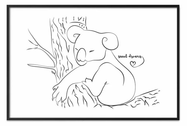 Poster: Koala addormentato - lineart con orsacchiotto e iscrizione inglese