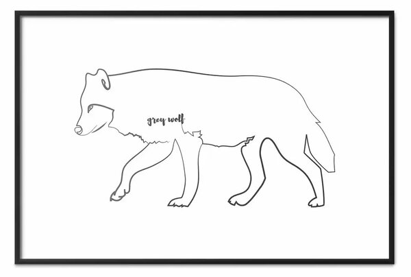 Poster: Lupo - lineart minimalista con animale e iscrizione