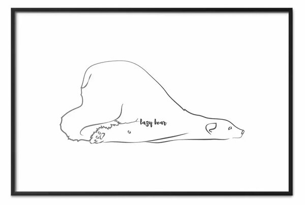 Poster: Lazy Bear - lineart semplice dell'orso polare in bianco e nero