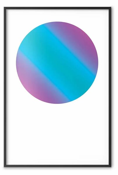 Poster: Gradiente in un cerchio - geometrica multicolore bianco