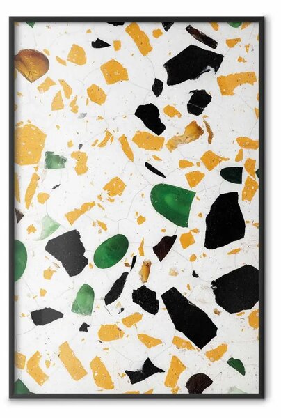Poster: Terrazzo - composizione astratta geometrica colorata su marmo