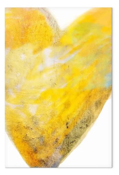 Quadro contemporaneo Dipinto con il cuore - arte dell'amore nella tonalità gialla