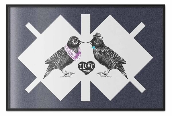 Poster: Una coppia di storni: romantica con uccelli, simbolo amore