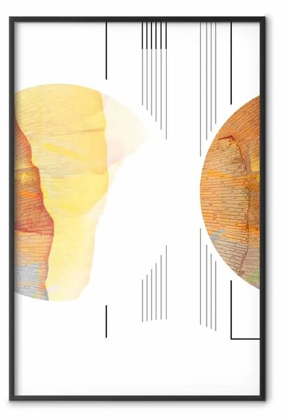 Poster: Due poli: astrazione geometrica in tonalità giallo-marrone