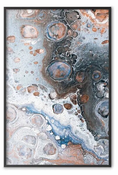 Poster: Marmo Blu Siena - astrazione artistica con macchie colorate