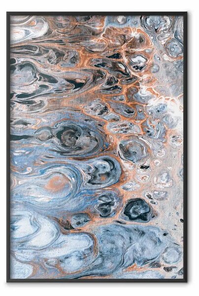 Poster: Marmo Blu Siena - astrazione colorata con macchie artistiche