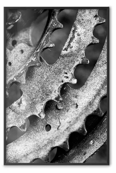 Poster: Ingranaggi: cornice metallica bianco-nero