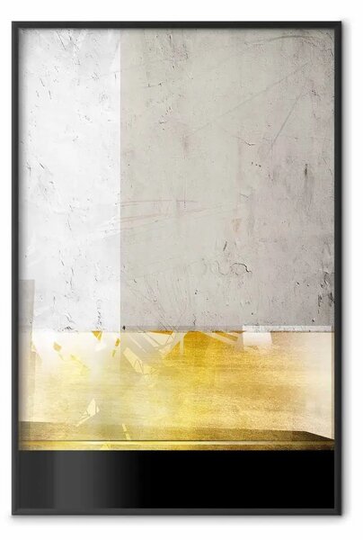 Poster: Metropoli geometrica: astrazione moderna con oro su cemento
