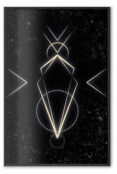 Poster: Simbolo metafisico: composizione geometrica dorata su sfondo nero