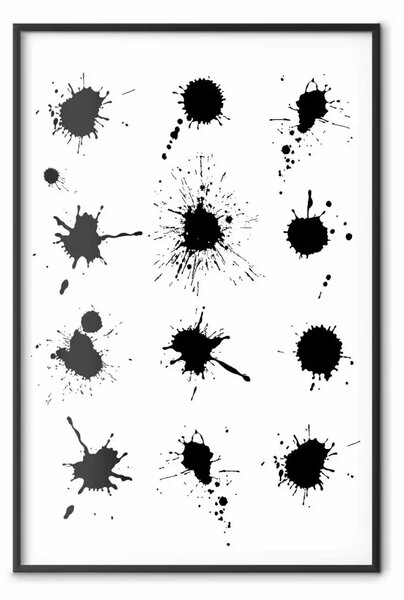 Poster: Dodici punti: composizione in bianco e nero con macchie