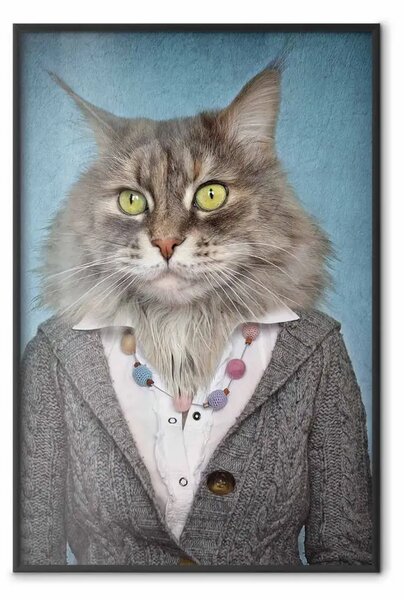 Poster: Lady cat - ritratto animale con silhouette umana