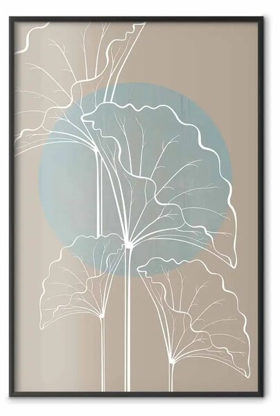 Poster: Un soffio di natura: astrazione con fiori bianchi su cerchio