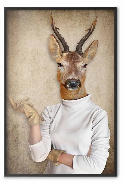 Poster: Padrona di casa - Ritratto donna con testa animale cornuto
