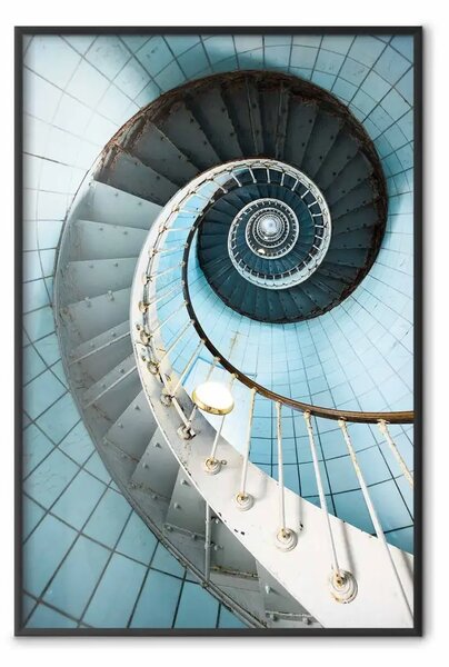 Poster: Scale di Fibonacci - composizione geometrica blu con architettura