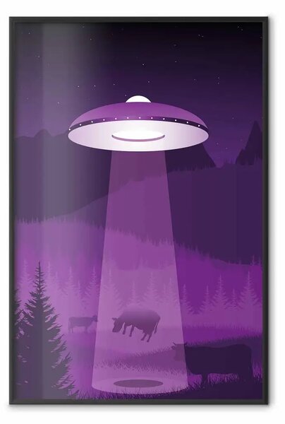 Poster: Abduction - fantasia viola con nave spaziale e animali