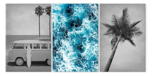 Quadro su tela Memorie di vacanze - palme e una macchina nel clima tropicale