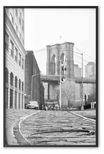 Poster: Ponte di Brooklyn - architettura di New York in b/n