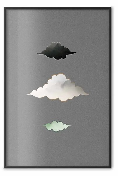 Poster: Cumulonimbus - astrazione unica di tre nuvole su sfondo solido