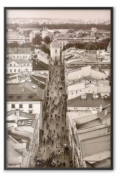 Poster: Cracovia: via Floriańska - vista dell'architettura della città polacca