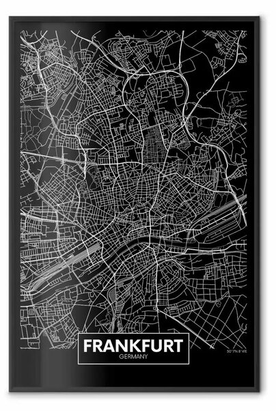 Poster: Mappa scura di Francoforte - città tedesca