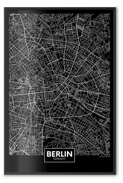 Poster: Mappa scura di Berlino - città tedesca