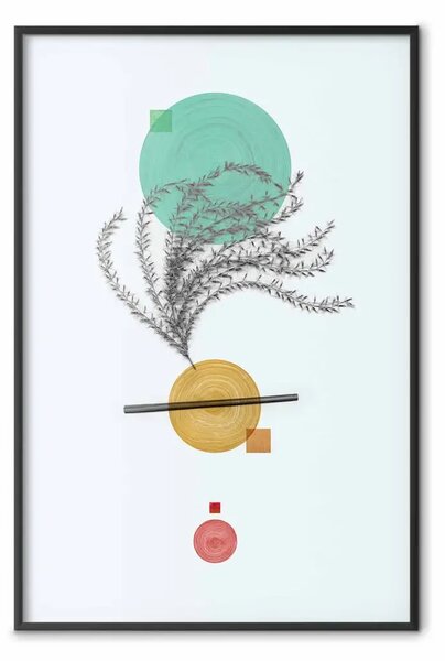 Poster: Composizione vegetale - astrazione geometrica con piante e forme
